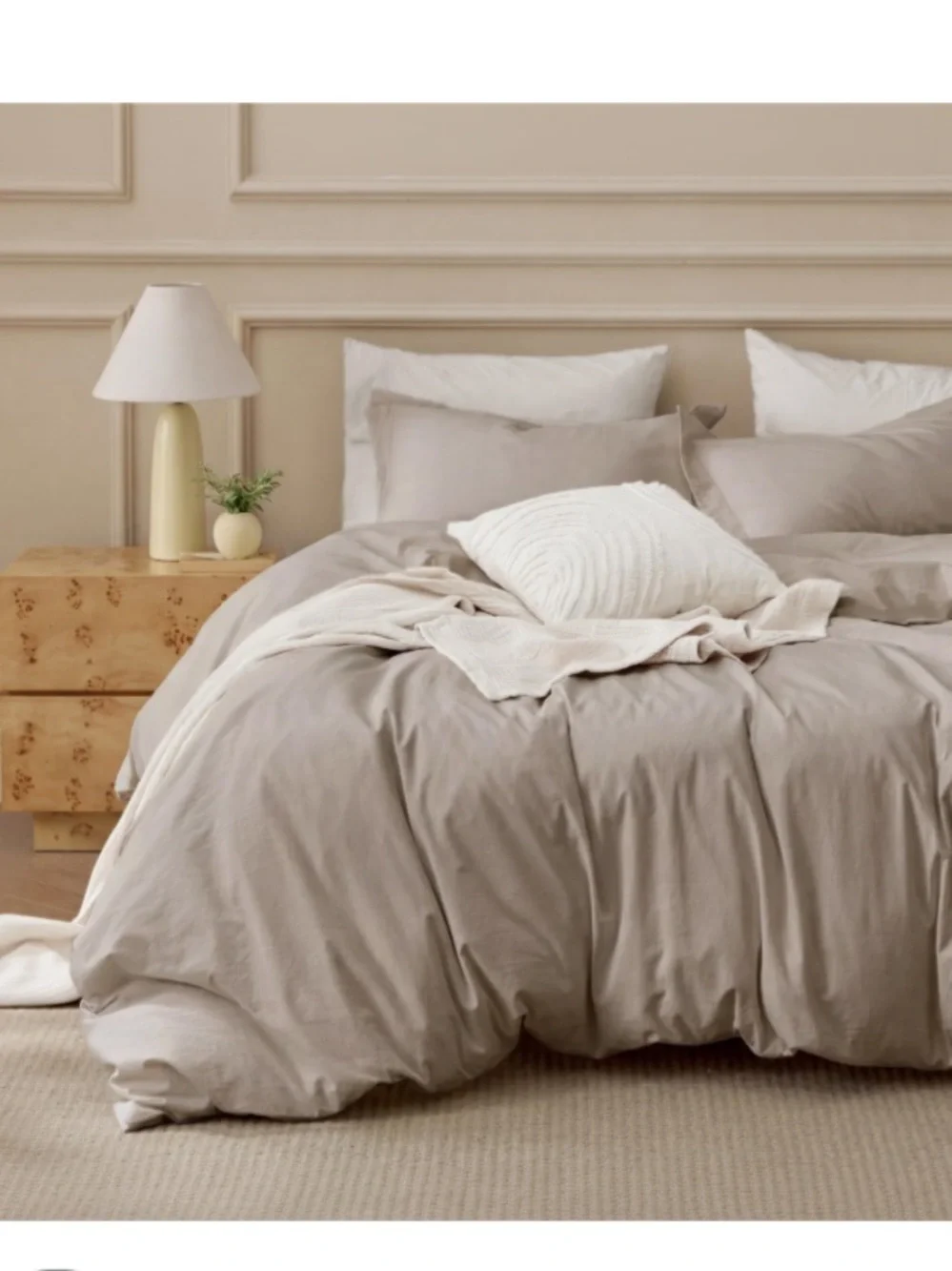 TWIN SIZE Duvet 2Pc Set 100% Washed Cotton - TAN